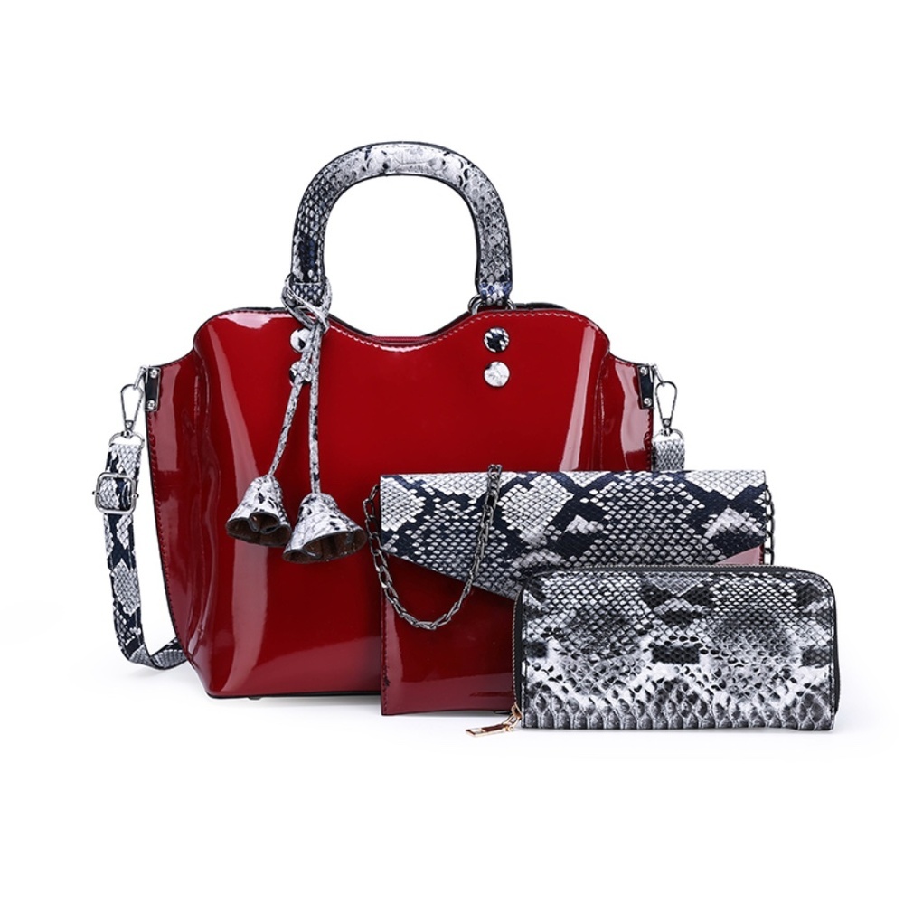 Red  PU Leather Shoulder Bag
